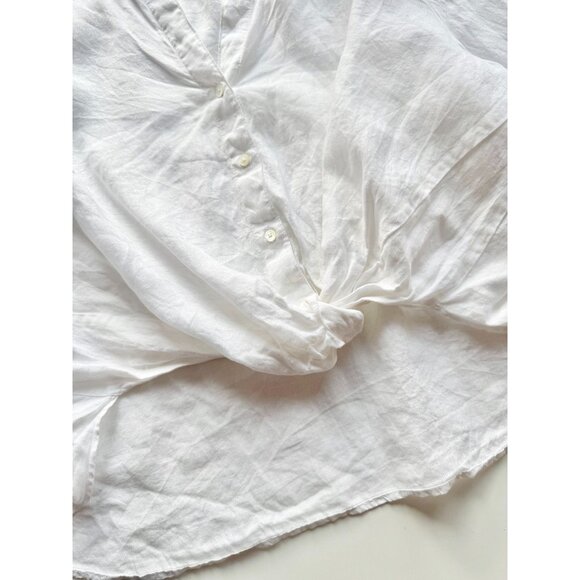 Aritzia GROUP BY BABATON Portofino White Linen Cropped Button-Up Shirt, Size M - Picture 9 of 13
